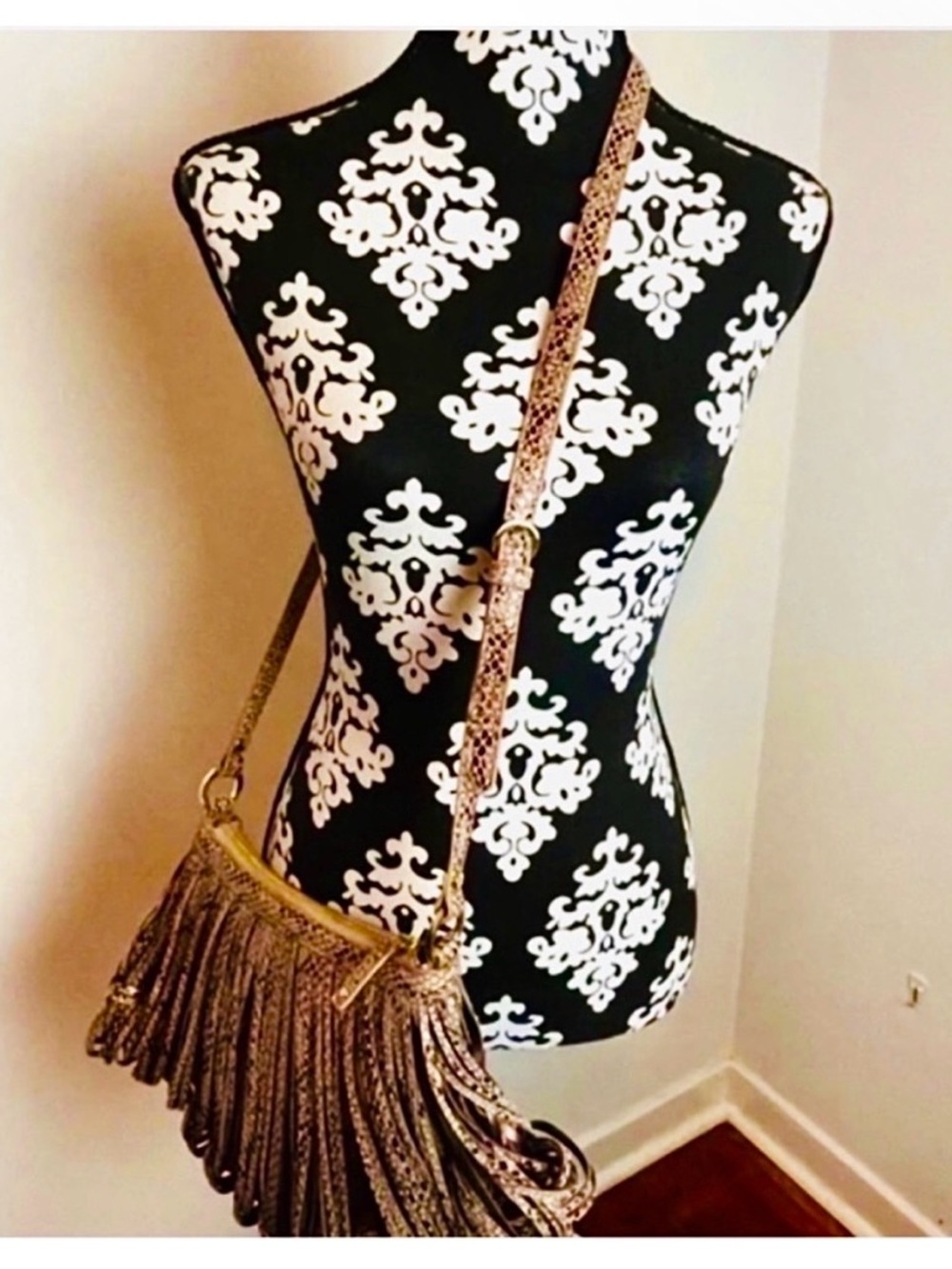 Katherine Kwei for Handbag Designer 101 Zip Top Snakeskin Verga/Faux Leather